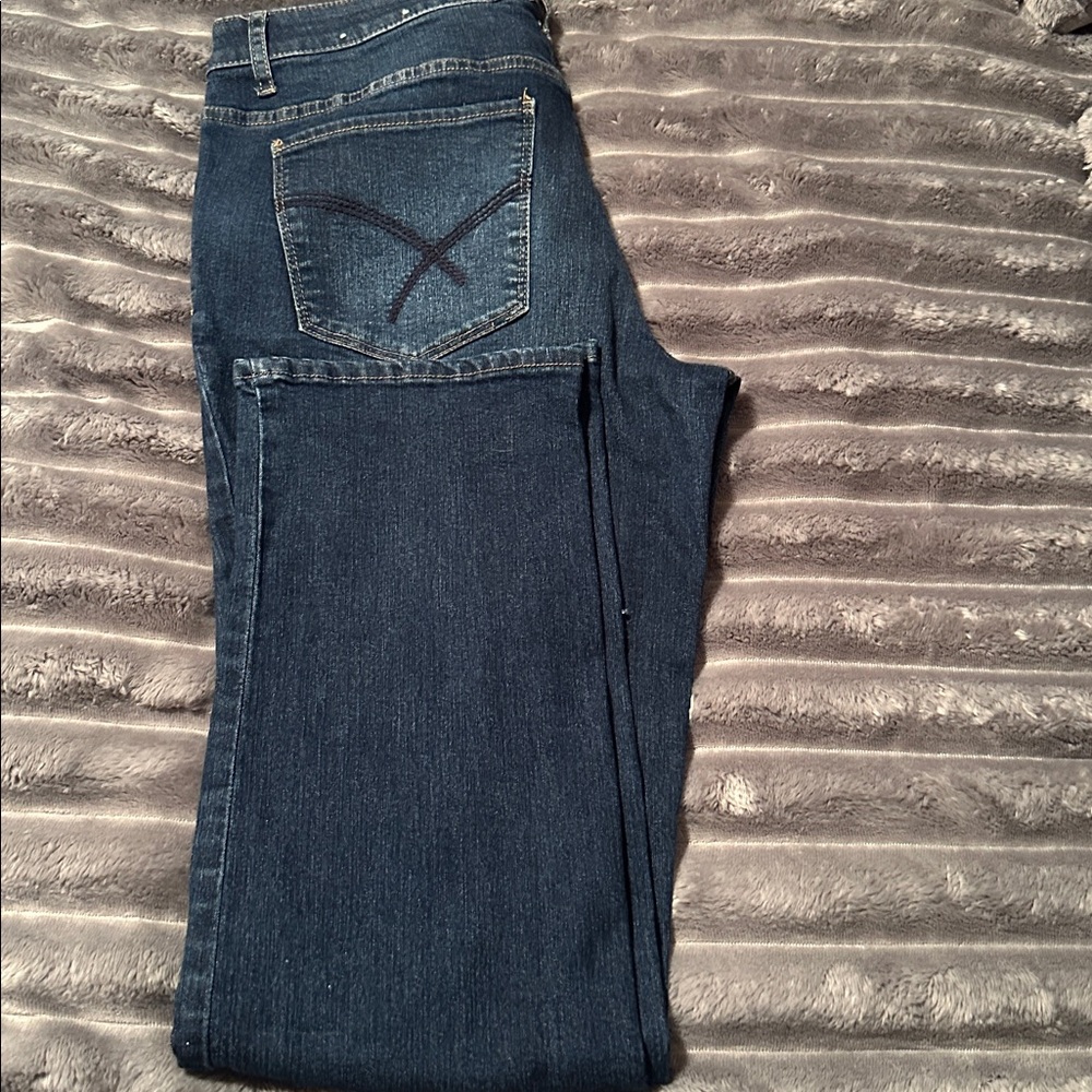 Christopher & Banks Dark Blue Straight Leg Jeans - Picture 2 of 3